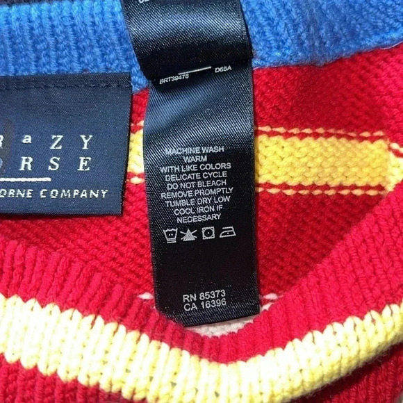 CRaZY Horse Women’s Multi-Colored Striped Star Cotton Blend Sweater Medium - Picture 11 of 15